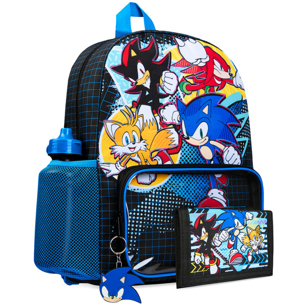 SONIC THE HEDGEHOG 4-Delige Schoolset Voor Jongens - Rugzak, Lunchtas, Waterfles & Etui - Stoer En Kleurrijk