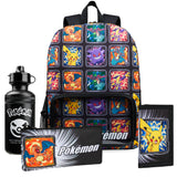 Pokemon Backpack Set 4 Pcs Water Bottle Backpack Pencil Case Insulated Lunch Bag or Wallet Anime School Supplies Travel (Multi 4 Pcs Set) - Get Trend