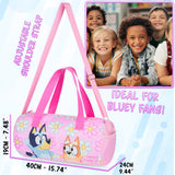 Bluey Sports Bag, Spacious Weekend Bag Duffel Bag Holdall with Zipped Pockets, Travel Essentials, Sports, Dance (Pink)