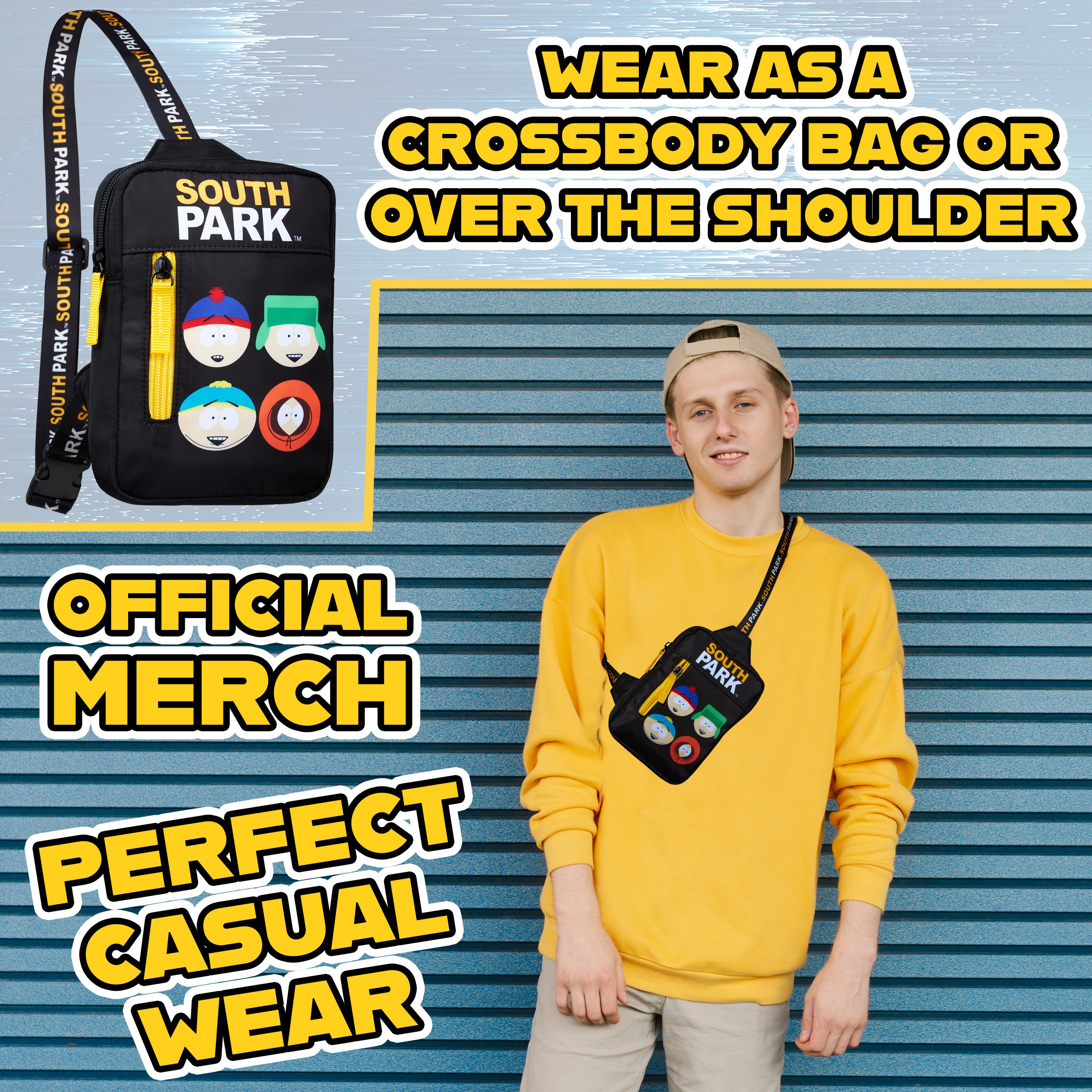 South Park Bag for Teens Men Sling Cross Body Bag Adjustable Shoulder Chest Strap Eric Kenny Cartman Travel Gifts for Men - Get Trend