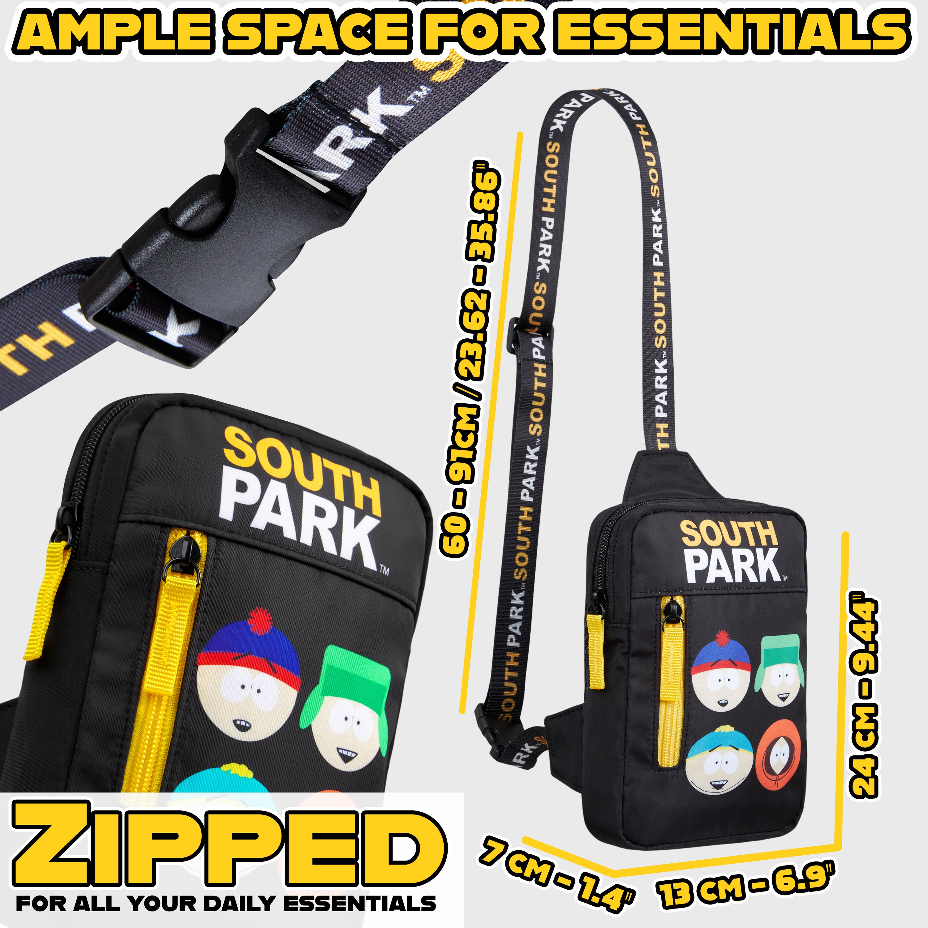South Park Bag for Teens Men Sling Cross Body Bag Adjustable Shoulder Chest Strap Eric Kenny Cartman Travel Gifts for Men - Get Trend