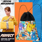 Pokemon Drawstring Bags for Kids Teens, Pikachu Swimming Bag String Bag Backpack for School PE Bag Travel Beach Holiday Sports Gym Bag - Get Trend