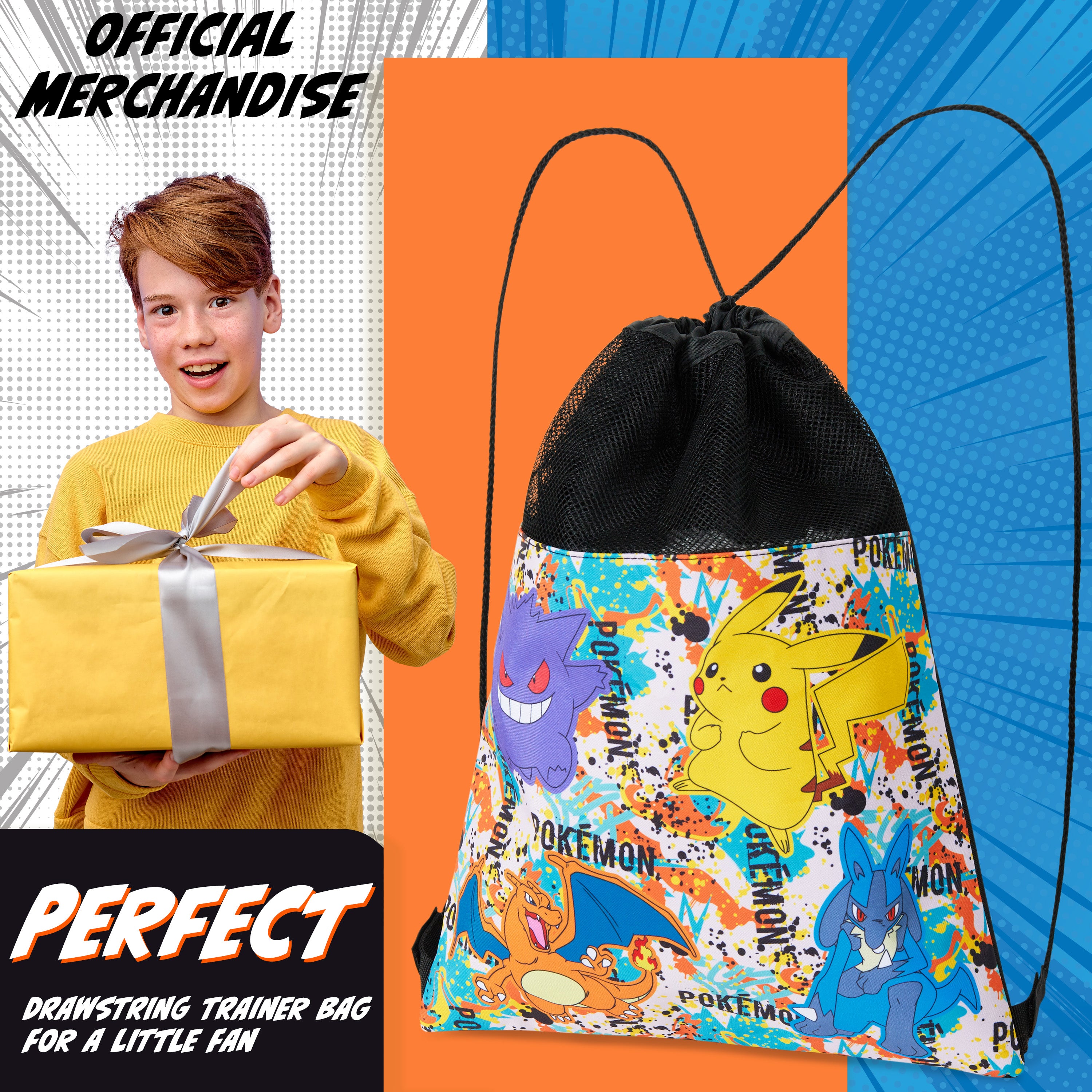 Pokemon Drawstring Bags for Kids Teens, Pikachu Swimming Bag String Bag Backpack for School PE Bag Travel Beach Holiday Sports Gym Bag - Get Trend