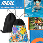Pokemon Drawstring Bags for Kids Teens, Pikachu Swimming Bag String Bag Backpack for School PE Bag Travel Beach Holiday Sports Gym Bag - Get Trend