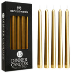 pack of 5 gold dinner candles