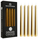 pack of 5 gold dinner candles