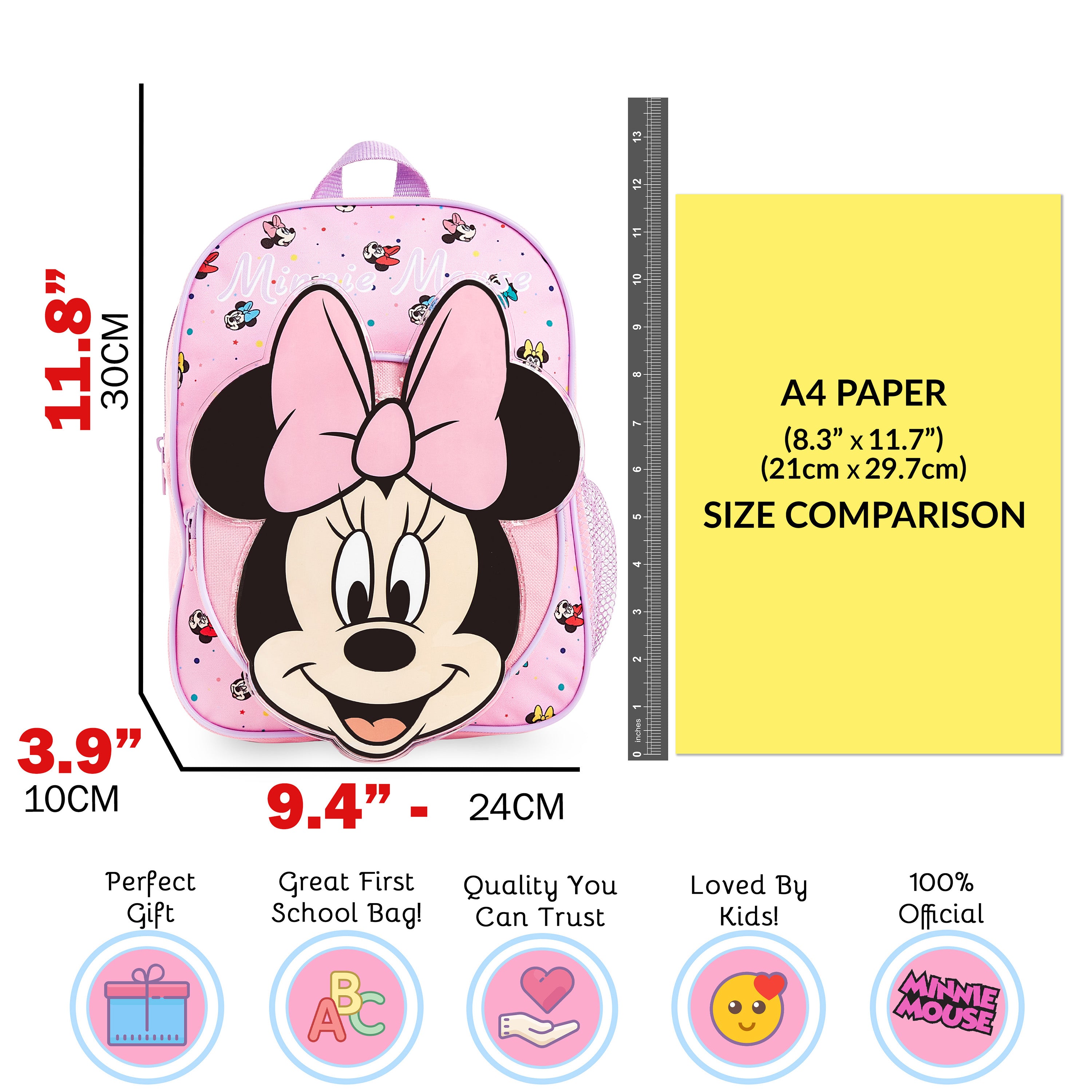 Disney Minnie Mouse Backpack Girls Rucksack for Toddlers Nursery Preschool - Get Trend