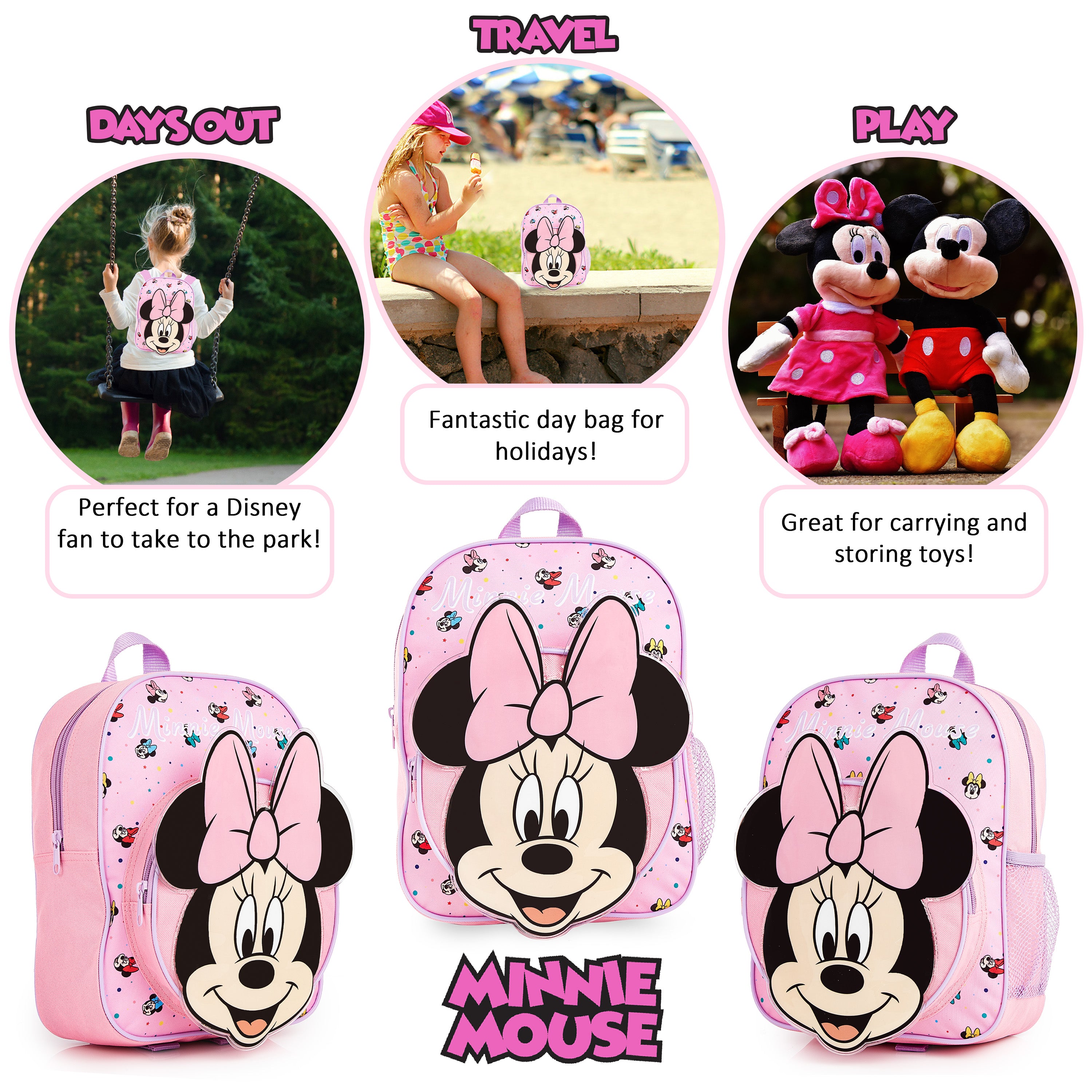 Disney Minnie Mouse Backpack Girls Rucksack for Toddlers Nursery Preschool - Get Trend
