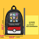 Pokemon Backpack for Kids Teenagers Pikachu Rucksack School Bag with Zipped Pockets