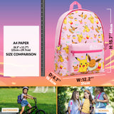 Pokemon Backpack for Kids Teenagers Pikachu Rucksack School Bag with Zipped Pockets Adjustable Straps Charizard Daypack for Travel Sports Anime Gifts