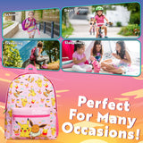 Pokemon Backpack for Kids Teenagers Pikachu Rucksack School Bag with Zipped Pockets Adjustable Straps Charizard Daypack for Travel Sports Anime Gifts