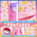 Pokemon Backpack for Kids Teenagers Pikachu Rucksack School Bag with Zipped Pockets Adjustable Straps Charizard Daypack for Travel Sports Anime Gifts