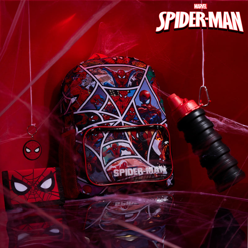 Marvel Spiderman School Bag Set - Backpack, Water Bottle, Wallet, Keyring - Get Trend