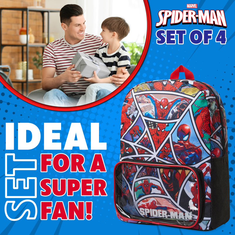 Marvel Spiderman School Bag Set - Backpack, Water Bottle, Wallet, Keyring - Get Trend