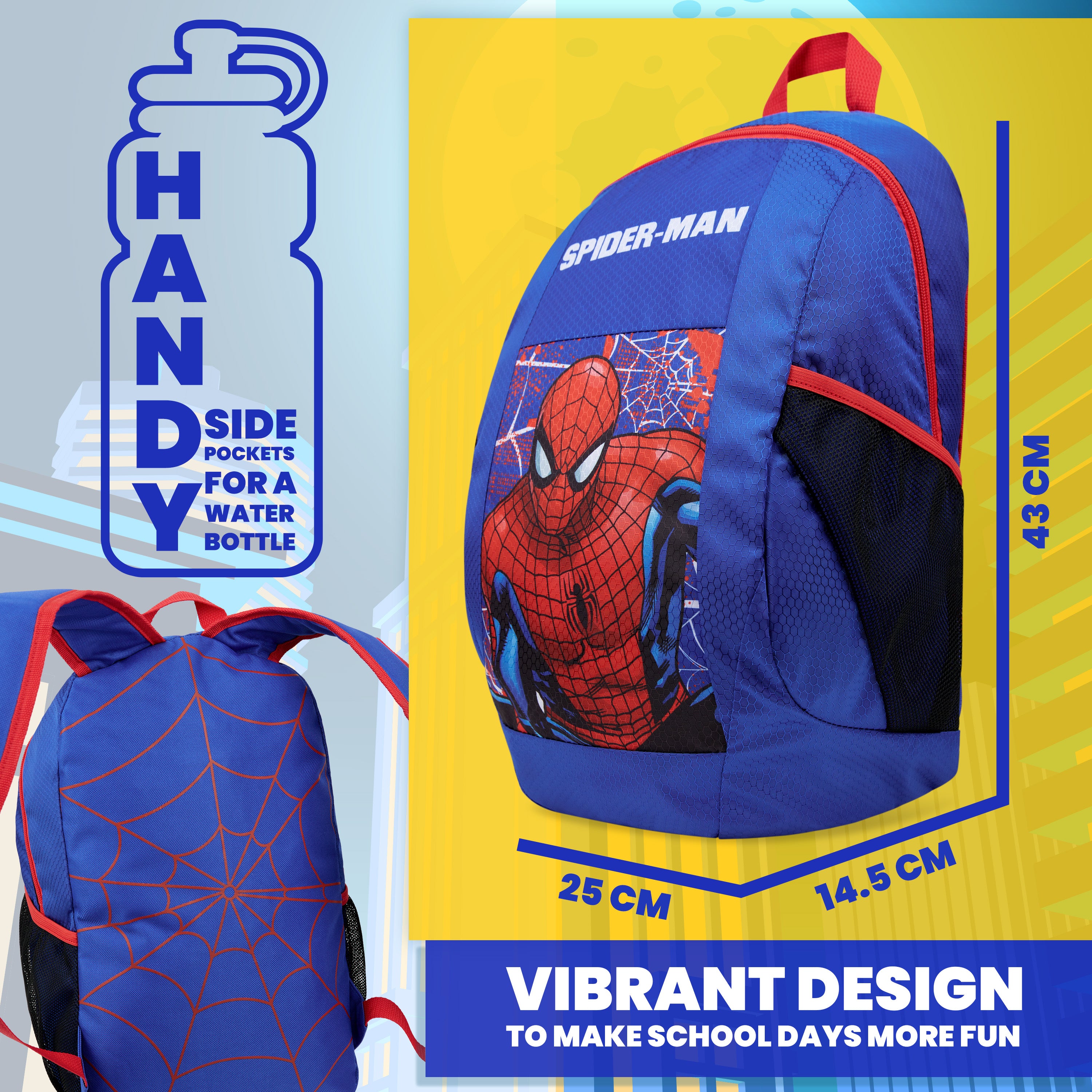 Marvel Spiderman Kids Backpack with Water Bottle Pocket - Get Trend