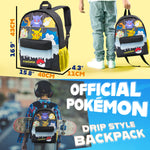 Pokemon Backpack for Kids Teenagers Pikachu Rucksack School Bag with Zipped Pockets Adjustable Straps Charizard Daypack for Travel Sports Anime Gifts - Get Trend