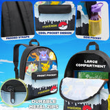 Pokemon Backpack for Kids Teenagers Pikachu Rucksack School Bag with Zipped Pockets Adjustable Straps Charizard Daypack for Travel Sports Anime Gifts - Get Trend