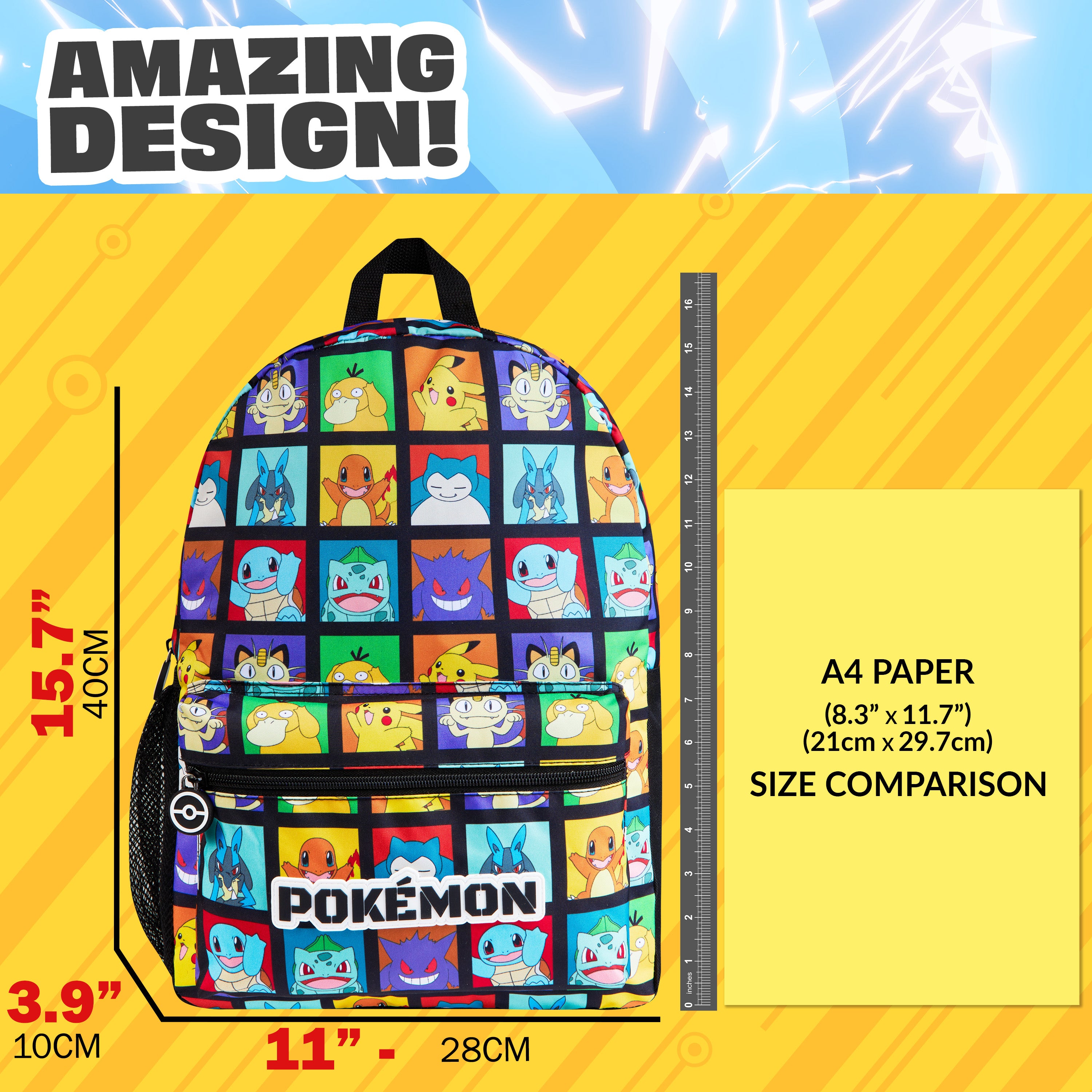 Pokemon Backpack for Kids Teenagers Pikachu Rucksack School Bag with Zipped Pockets - Get Trend