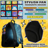 Pokemon Kids Backpack with Water Bottle Pocket for School, Sports, Travel - Anime Gifts