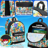 Pokemon Backpack for Kids Teenagers Pikachu Rucksack School Bag with Zipped Pockets Adjustable Straps Charizard Daypack for Travel Sports Anime Gifts - Get Trend