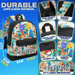 Pokemon Backpack for Kids Teenagers Pikachu Rucksack School Bag with Zipped Pockets Adjustable Straps Charizard Daypack for Travel Sports Anime Gifts - Get Trend