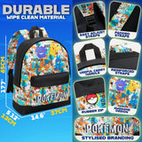 Pokemon Backpack for Kids Teenagers Pikachu Rucksack School Bag with Zipped Pockets Adjustable Straps Charizard Daypack for Travel Sports Anime Gifts - Get Trend