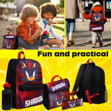 SONIC THE HEDGEHOG Backpack Set 4 Pcs Water Bottle Backpack Pencil Case