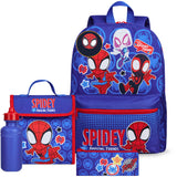 Marvel Spiderman Backpack Set 4 Pcs Water Bottle Pencil Case Lunch Bag or Wallet Keyring Travel School School Supplies (Spidey) - Get Trend