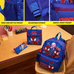 Marvel Spiderman Backpack Set 4 Pcs Water Bottle Pencil Case Lunch Bag or Wallet Keyring Travel School School Supplies (Spidey) - Get Trend
