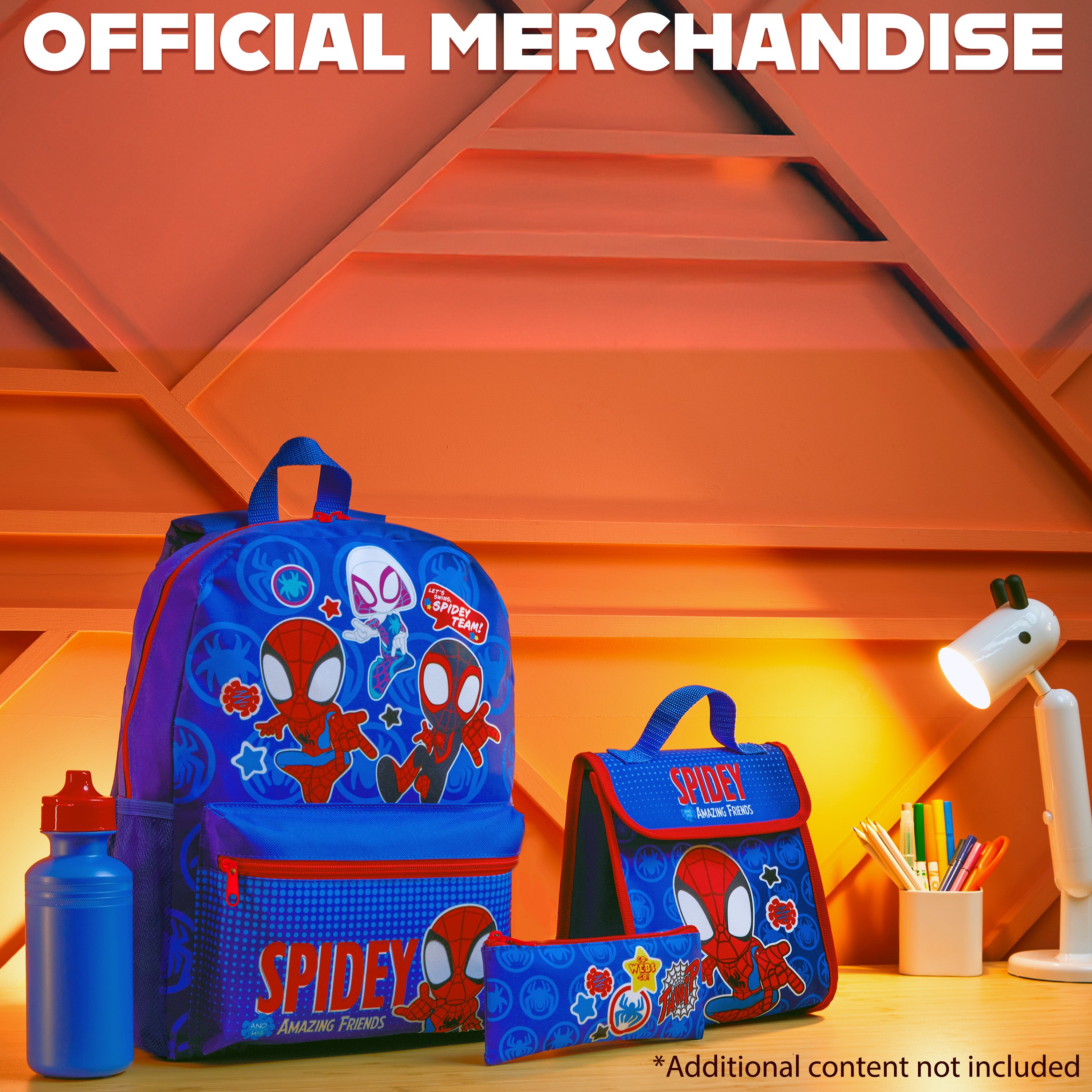 Marvel Spiderman Backpack Set 4 Pcs Water Bottle Pencil Case Lunch Bag or Wallet Keyring Travel School School Supplies (Spidey) - Get Trend