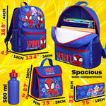 Marvel Spiderman Backpack Set 4 Pcs Water Bottle Pencil Case Lunch Bag or Wallet Keyring Travel School School Supplies (Spidey) - Get Trend