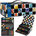 Pokemon Art Supplies Set with Colouring Pencils Felt Tip Pens Watercolour Paints Wax Crayons for Drawing Painting Set Pikachu Travel Art Set Anime Gifts (Black) - Get Trend