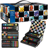 Pokemon Art Supplies Set with Colouring Pencils Felt Tip Pens Watercolour Paints Wax Crayons for Drawing Painting Set Pikachu Travel Art Set Anime Gifts (Black) - Get Trend