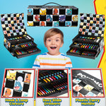 Pokemon Art Supplies Set with Colouring Pencils Felt Tip Pens Watercolour Paints Wax Crayons for Drawing Painting Set Pikachu Travel Art Set Anime Gifts (Black) - Get Trend