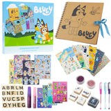 Bluey Scrapbook Kit for Kids with Scrapbook Accessories DIY Art Supplies Gel Pens Glitter Glue Stamp Stickers Set Stationery Supplies Art Set Gifts for Kids