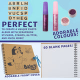 Bluey Scrapbook Kit for Kids with Scrapbook Accessories DIY Art Supplies Gel Pens Glitter Glue Stamp Stickers Set Stationery Supplies Art Set Gifts for Kids