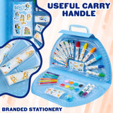 Bluey Art Set for Kids Art Supplies Paints Colouring Pens Colouring Pencils Crayons Carry Case Arts and Crafts Kids Gifts (Blue Halfmoon Case)