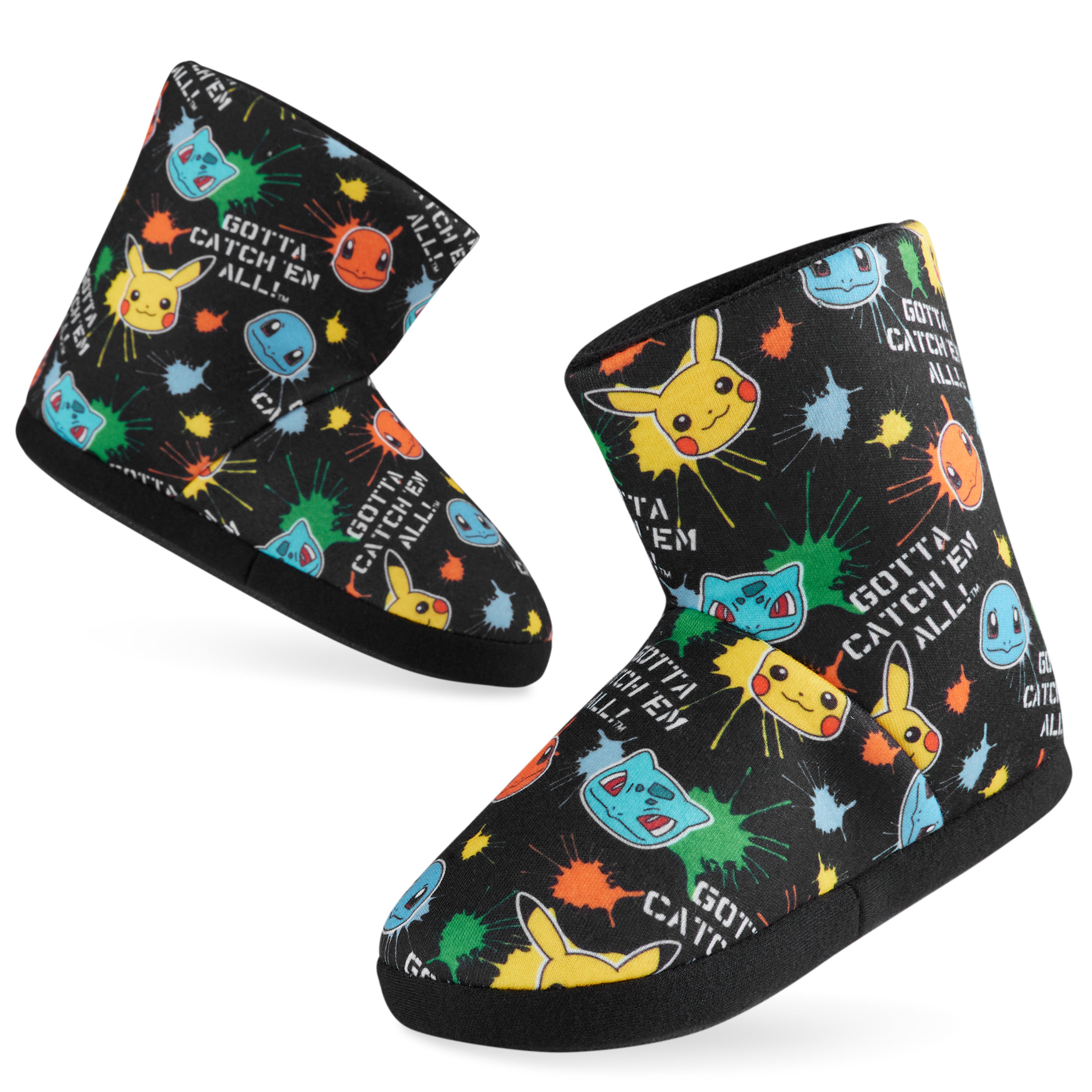 Pokemon Boys Slippers Boot Slippers - Black Aop - Get Trend