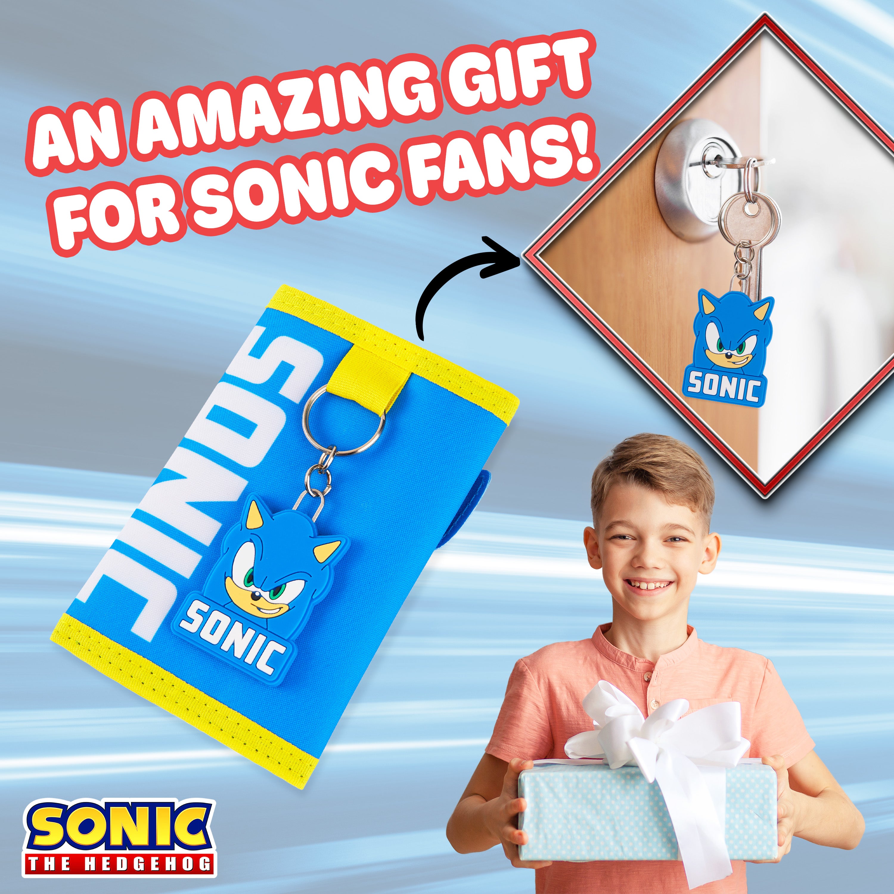 Sonic The Hedgehog Boys Wallet with Keyring for Kids - Get Trend