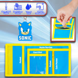 Sonic The Hedgehog Boys Wallet with Keyring for Kids - Card Slots and Zipped Coin Pocket