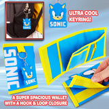 Sonic The Hedgehog Boys Wallet with Keyring for Kids - Card Slots and Zipped Coin Pocket