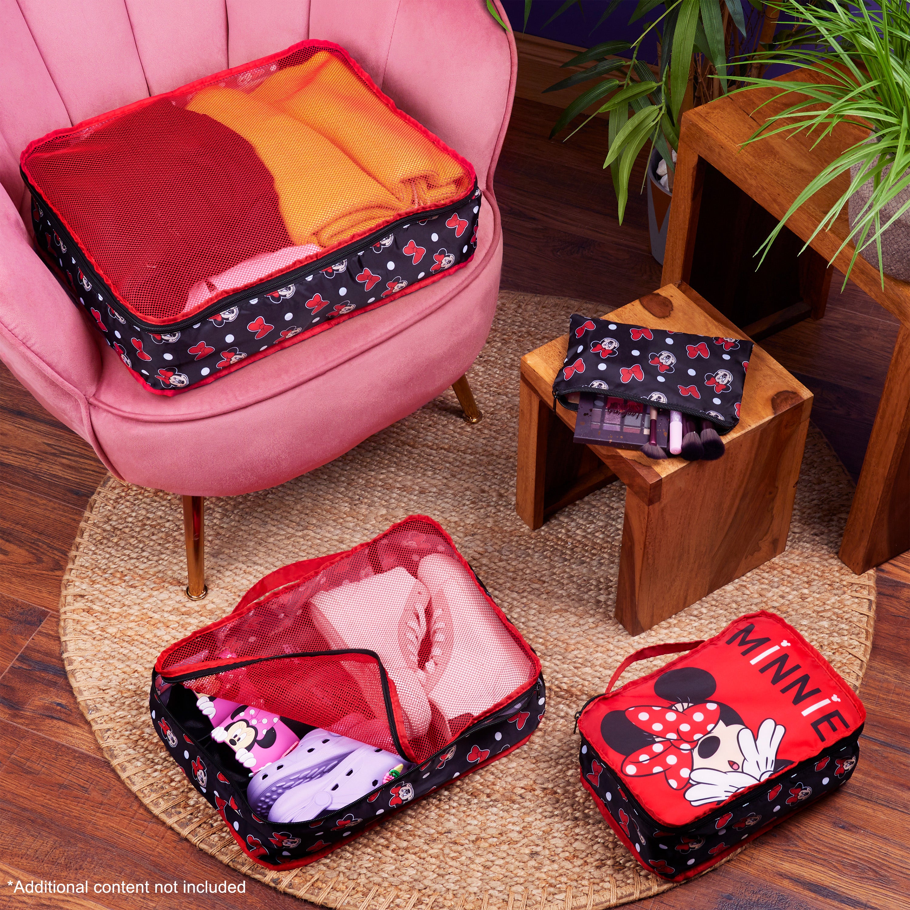 Disney Packing Organisers, Packing Cubes for Suitcases Luggage, Wash Bag (Red Minnie Mouse) - Get Trend