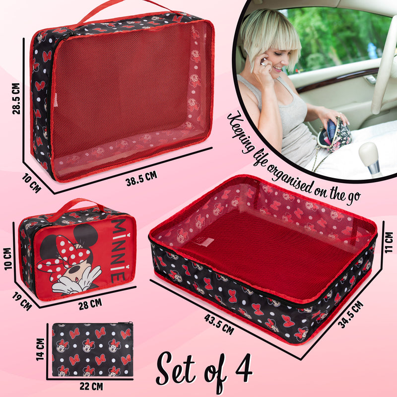 Disney Packing Organisers, Packing Cubes for Suitcases Luggage, Wash Bag (Red Minnie Mouse) - Get Trend