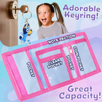 Bluey Wallet for Kids Trifold Purse with Zipped Coin Pocket Clear ID Slot Cash Slot for Travel Holidays Days Out Gifts for Kids - Get Trend