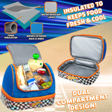 Get Trend Hot Wheels Lunch Bag for Kids Insulated Lunch Box with Compartments Double Decker Snacks Food Carrier for School Travel Picnic Cooler Bag (Blue Hot Wheels) - Get Trend