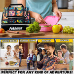 Get Trend Pokemon Lunch Bag for Kids Teens Anime Insulated Lunch Box with Compartments Pikachu Double Decker Snacks Food Carrier for School Travel Picnic Cooler Bag (Multi Pokemon) - Get Trend