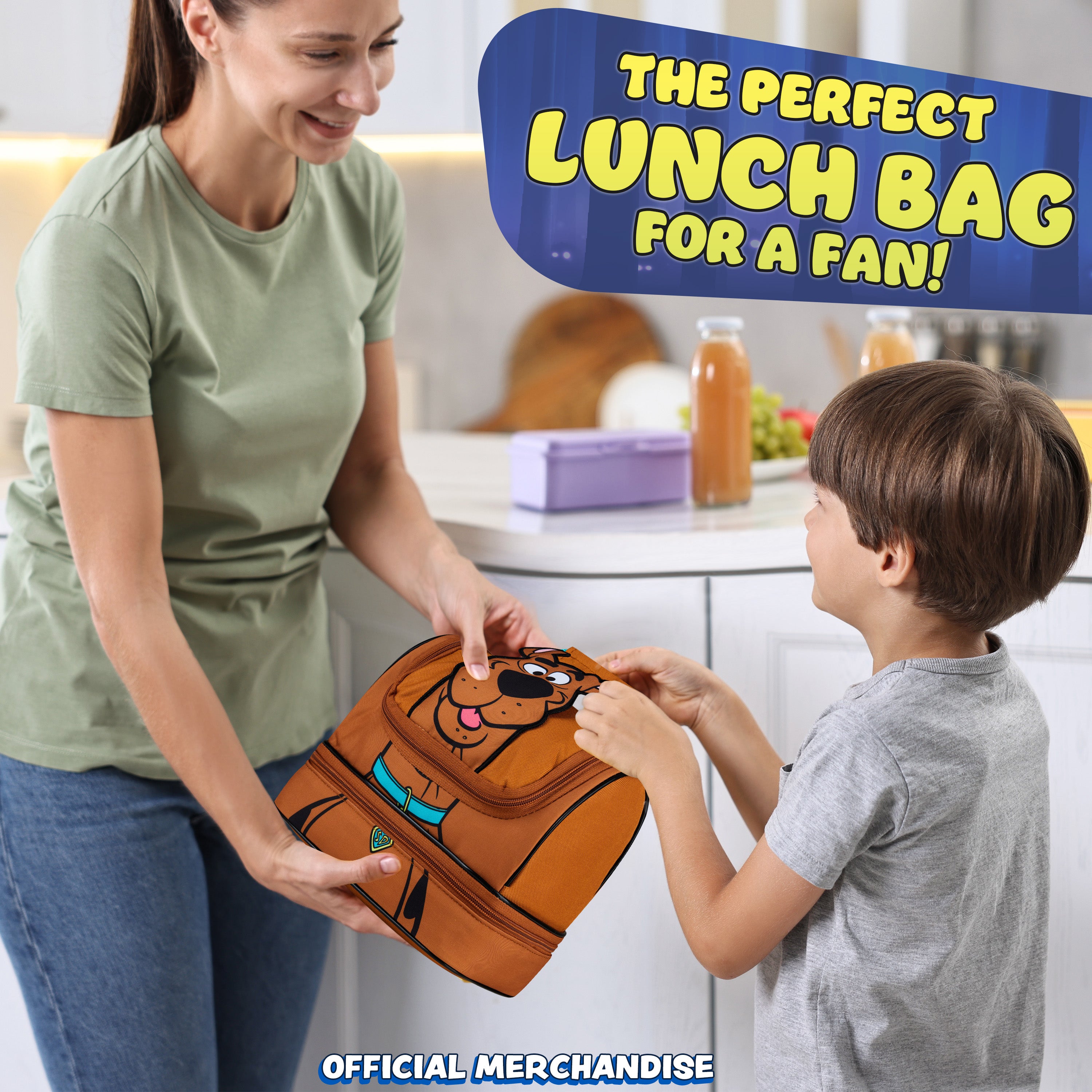 Get Trend Scooby Doo Lunch Bag for Kids Insulated Lunch Box with Compartments Double Decker Snacks Food Carrier for School Travel Picnic Cooler Bag (Brown Scooby Doo) - Get Trend