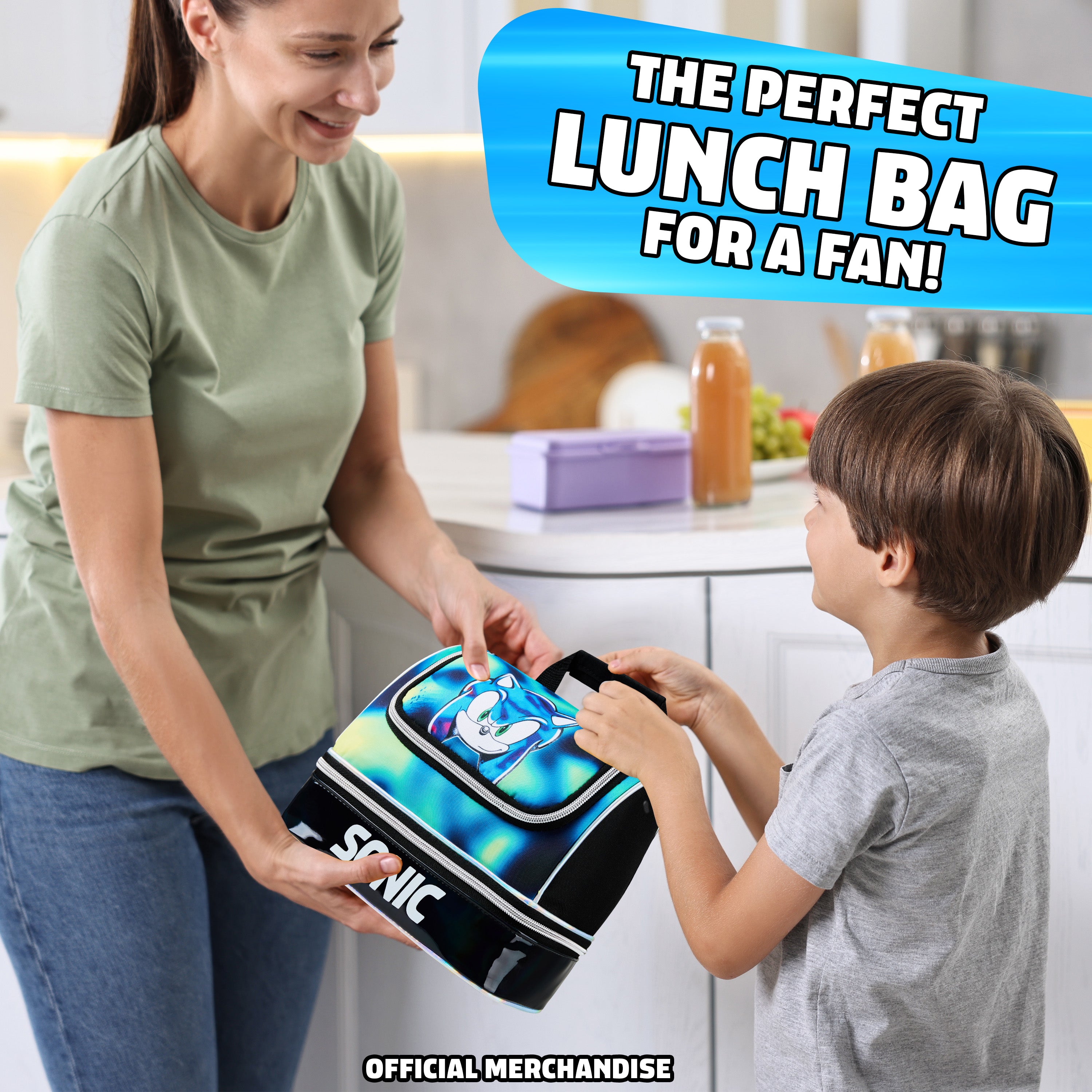 Get Trend Sonic The Hedgehog Lunch Bag for Kids Teens Shadow Insulated Lunch Box Compartments Double Decker Snacks Food Carrier for School Travel Picnic Cooler Bag (Black Sonic) - Get Trend