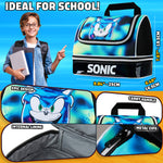 Get Trend Sonic The Hedgehog Lunch Bag for Kids Teens Shadow Insulated Lunch Box Compartments Double Decker Snacks Food Carrier for School Travel Picnic Cooler Bag (Black Sonic) - Get Trend