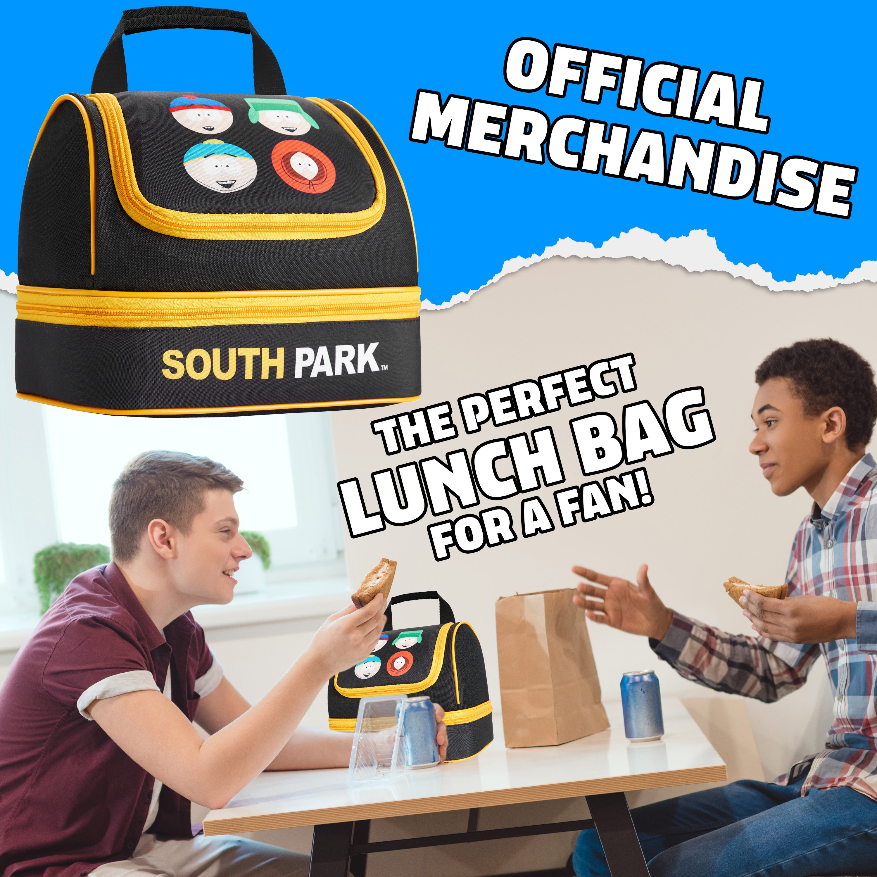 Get Trend South Park Lunch Bag for Teens Adults Stan Kenny Insulated Lunch Box Compartments Double Decker Snacks Food Carrier Work Travel Picnic Cooler Bag (Black South Park) - Get Trend